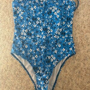 Floral Blue One-Piece Swimsuit